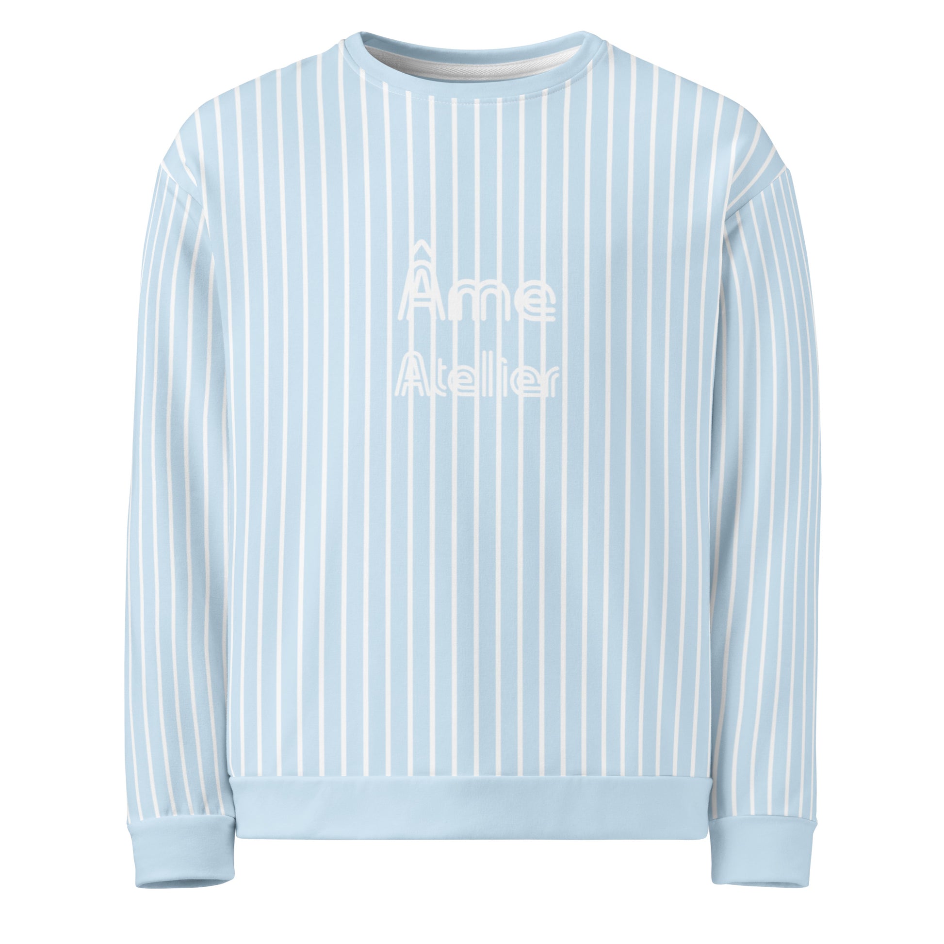 Front view of Le Rayé striped sweatshirt in frozen blue