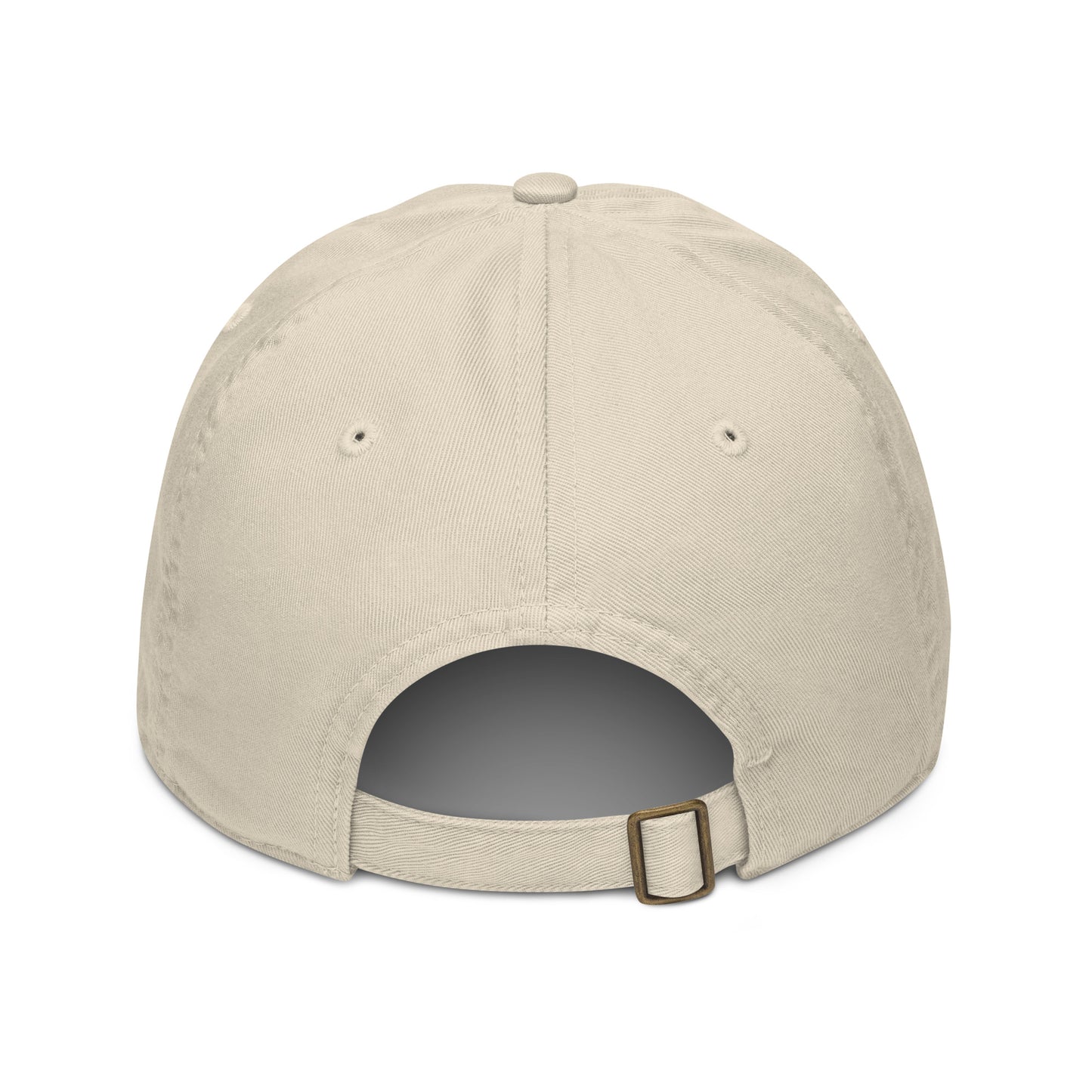 Back view of Âme Atelier embroidered cap in beige