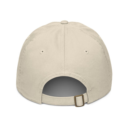 Back view of Âme Atelier embroidered cap in beige