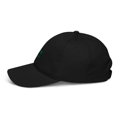 Side view of Âme Atelier embroidered cap in black
