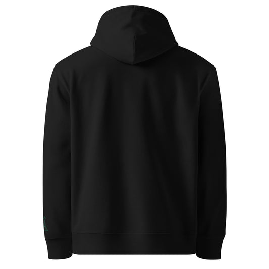 Back view of Âme Atelier embroidered hoodie in black