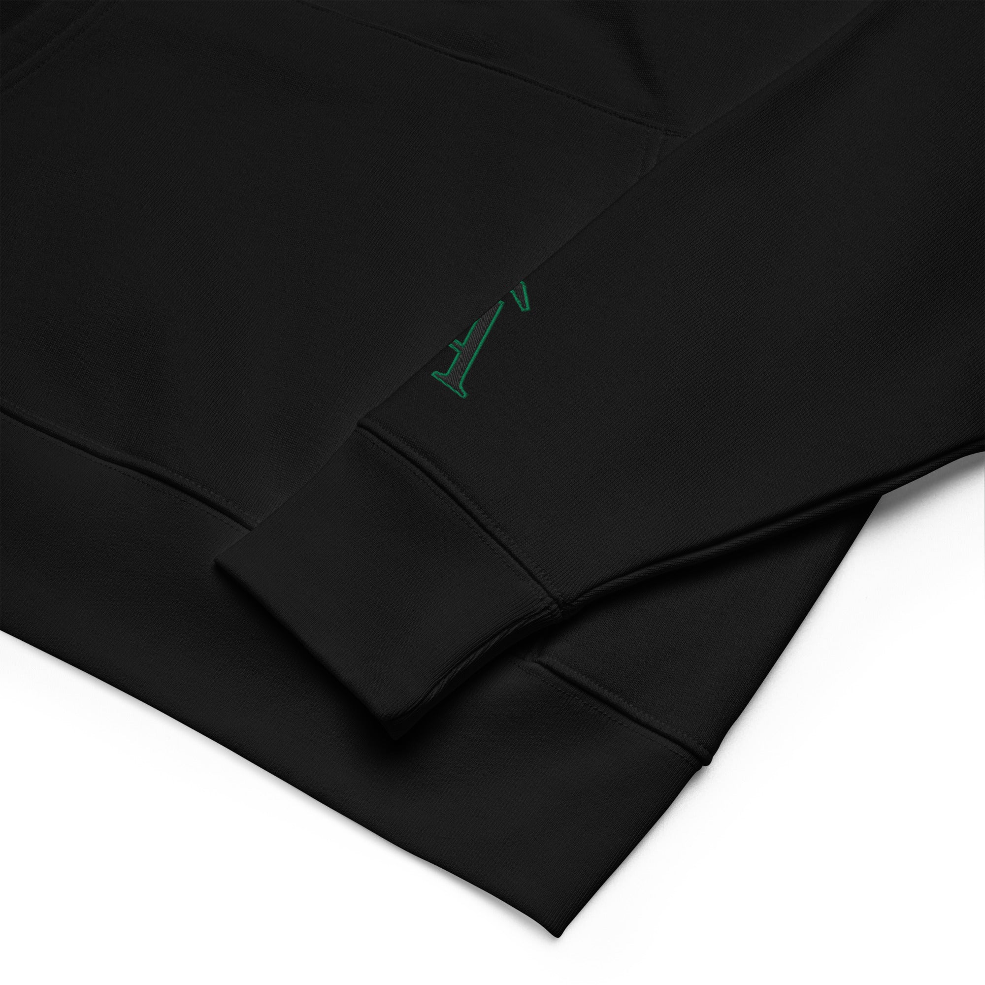Close up of Âme Atelier embroidered hoodie in black