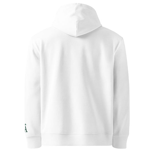 Back view of Âme Atelier embroidered hoodie in white