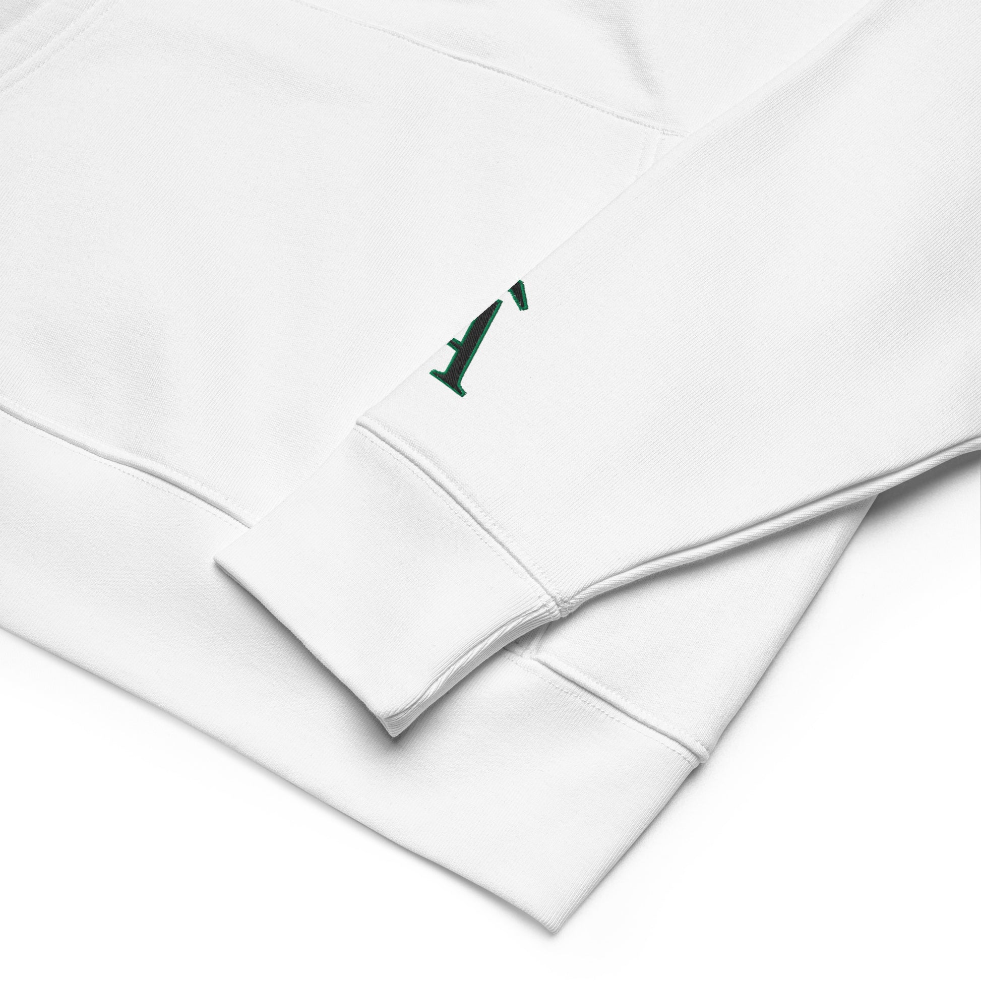 Close up of Âme Atelier embroidered hoodie in white