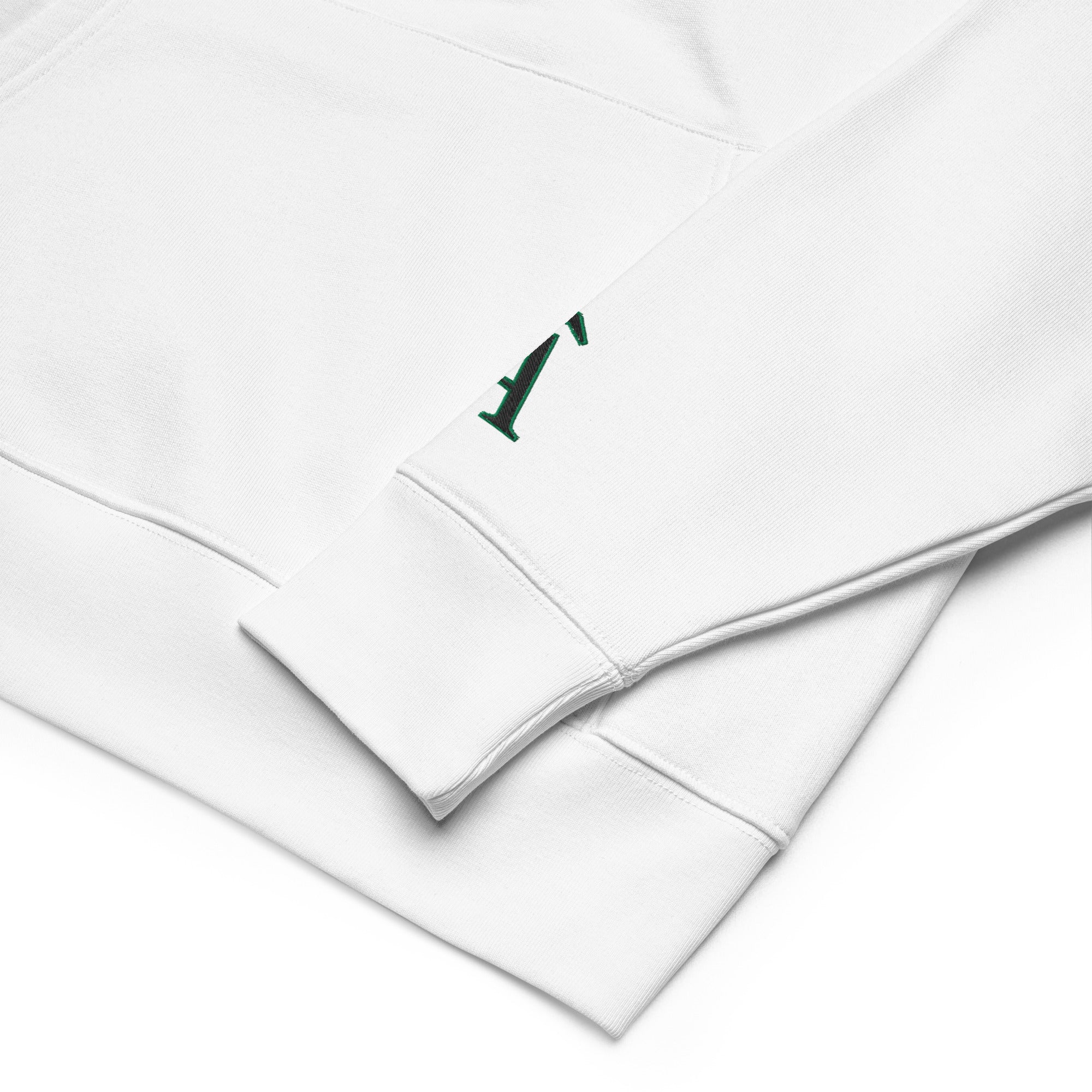 Close up of Âme Atelier embroidered hoodie in white