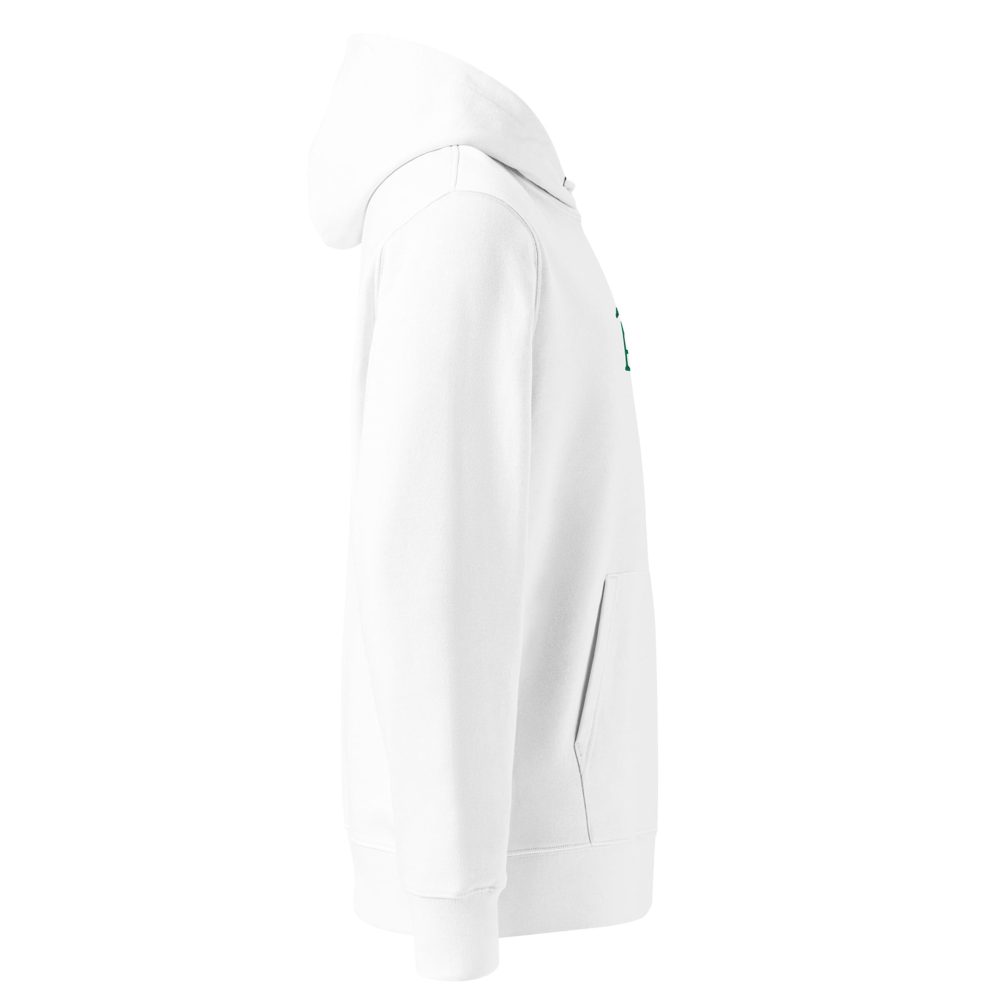 Side view of Âme Atelier embroidered hoodie in white