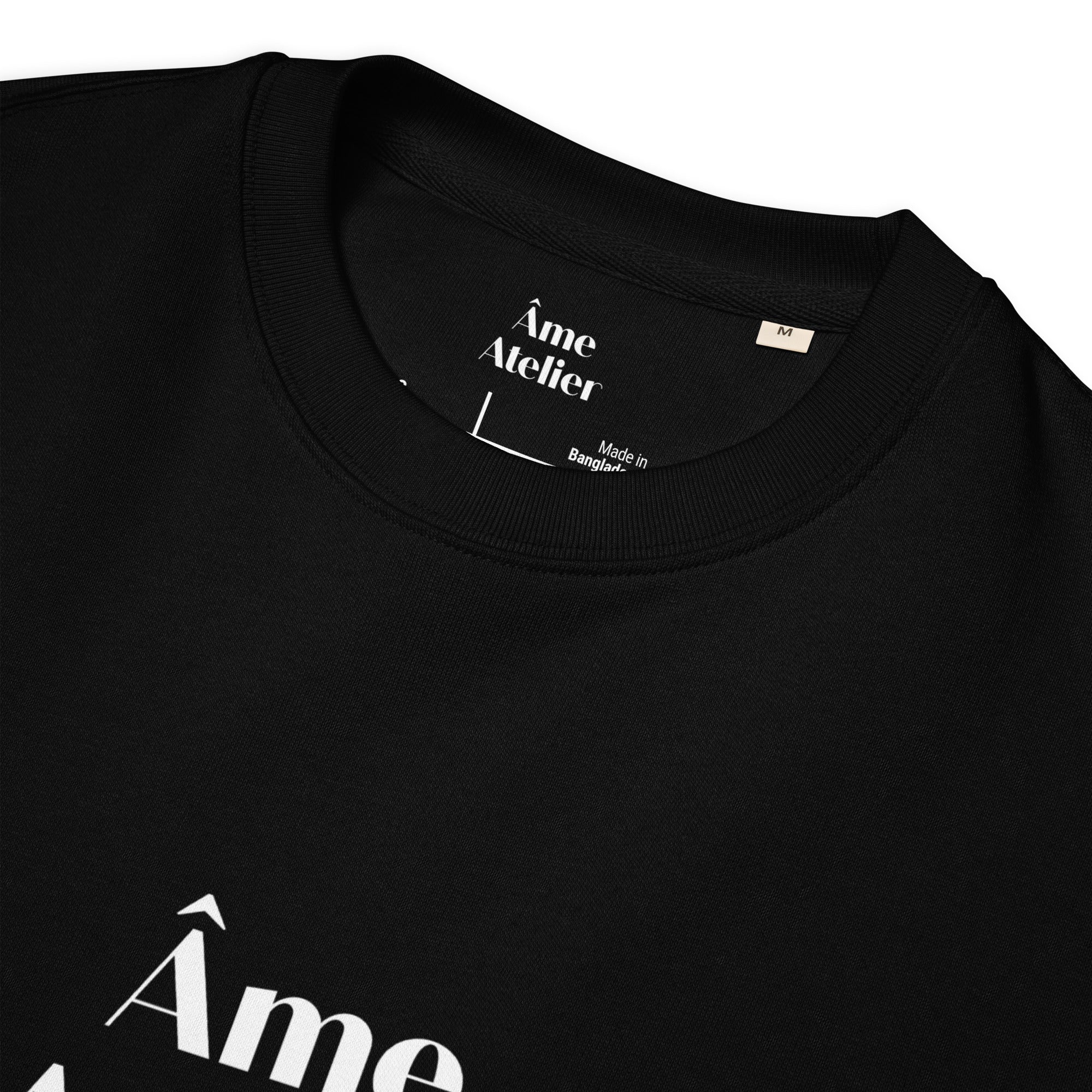Details of Âme Atelier signature black sweatshirt in organic cotton