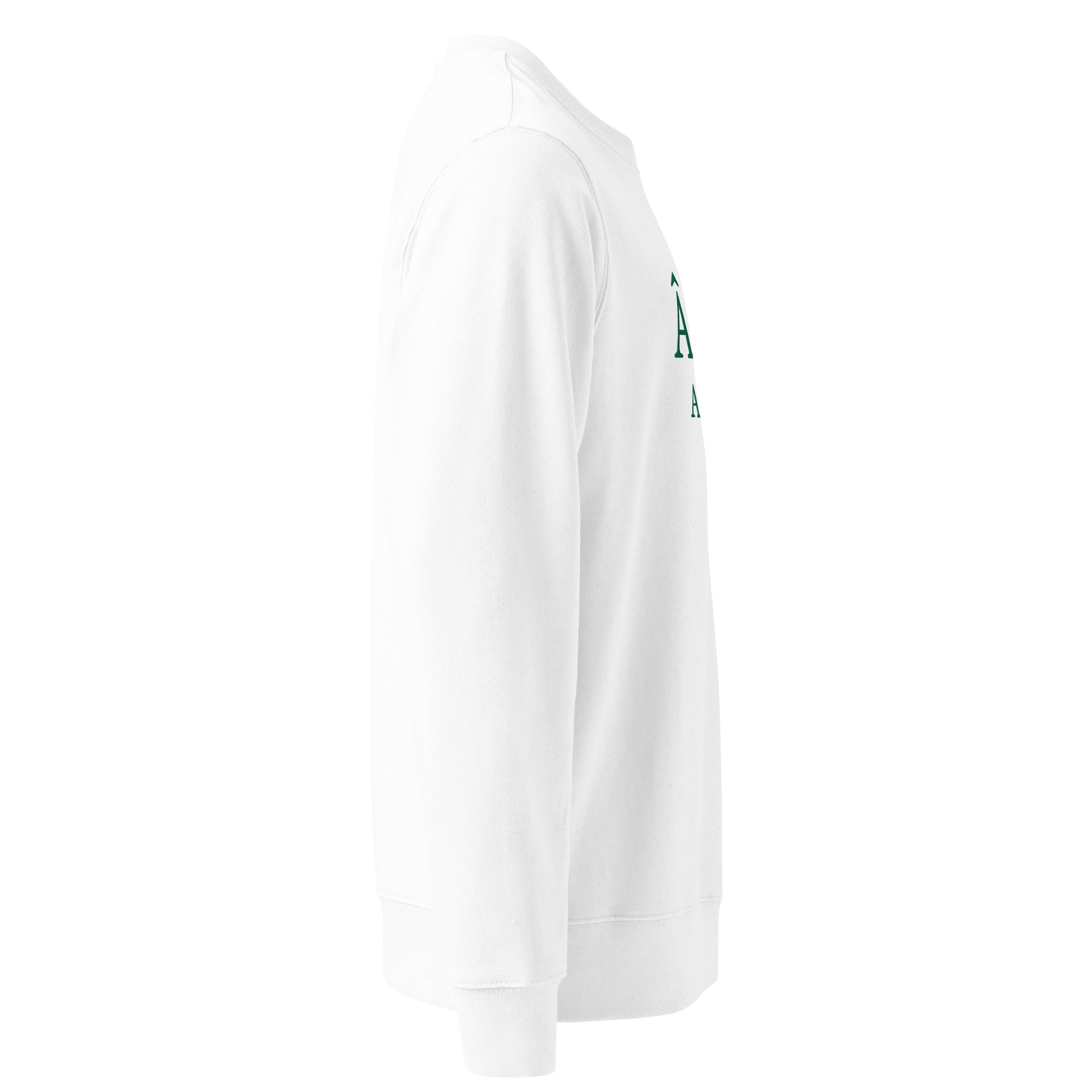 Side view of Âme Atelier embroidered sweatshirt in white