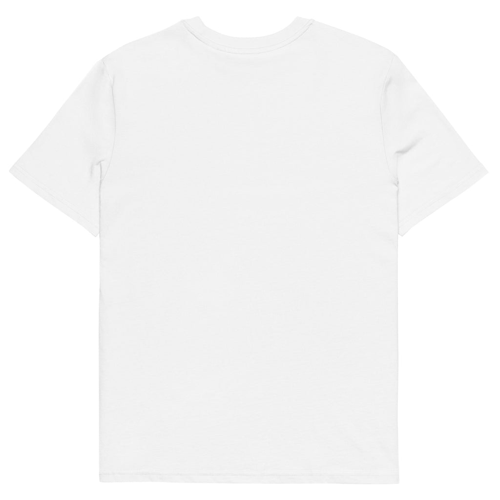 Back view of Âme Atelier signature white t-shirt in organic cotton
