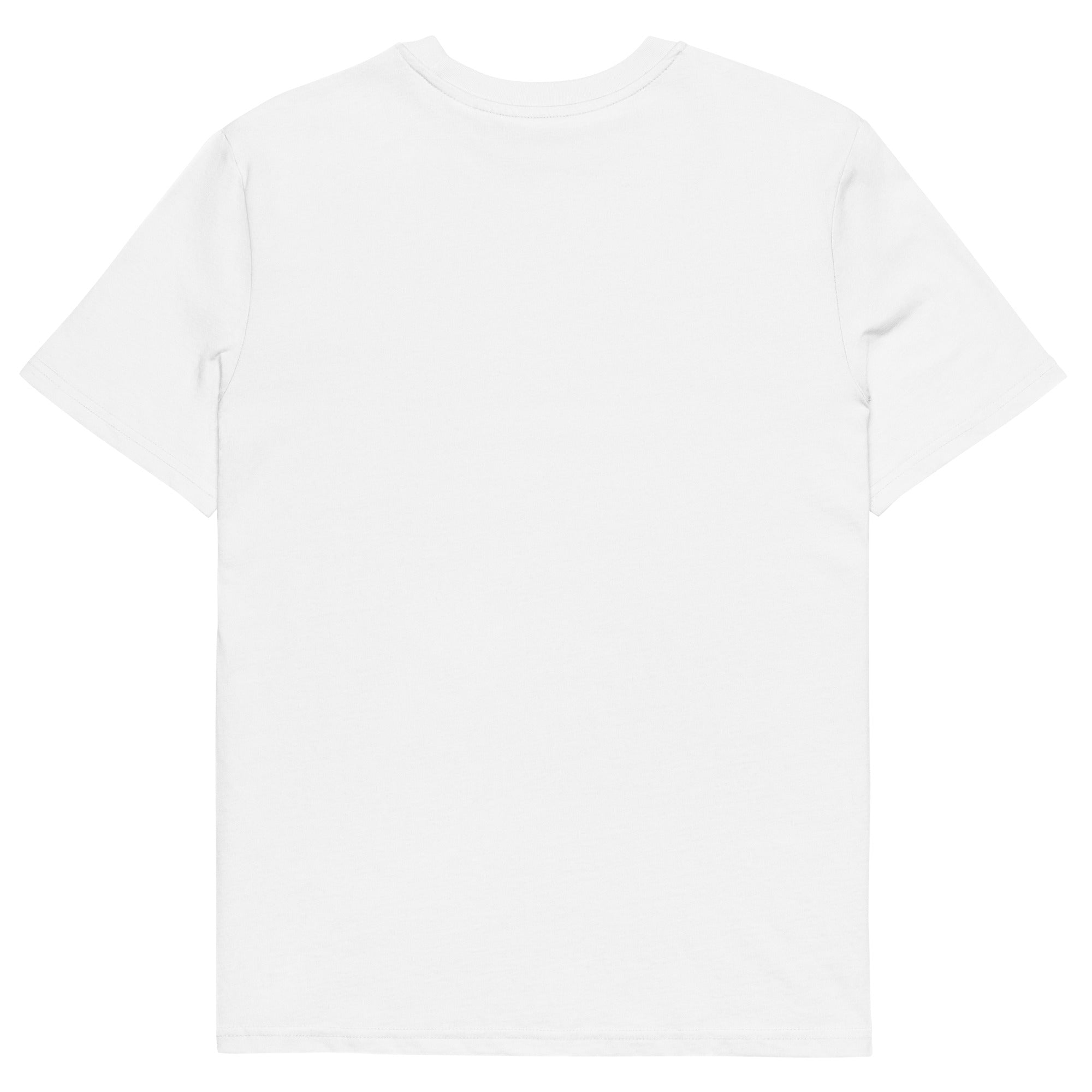 Back view of Âme Atelier signature white t-shirt in organic cotton