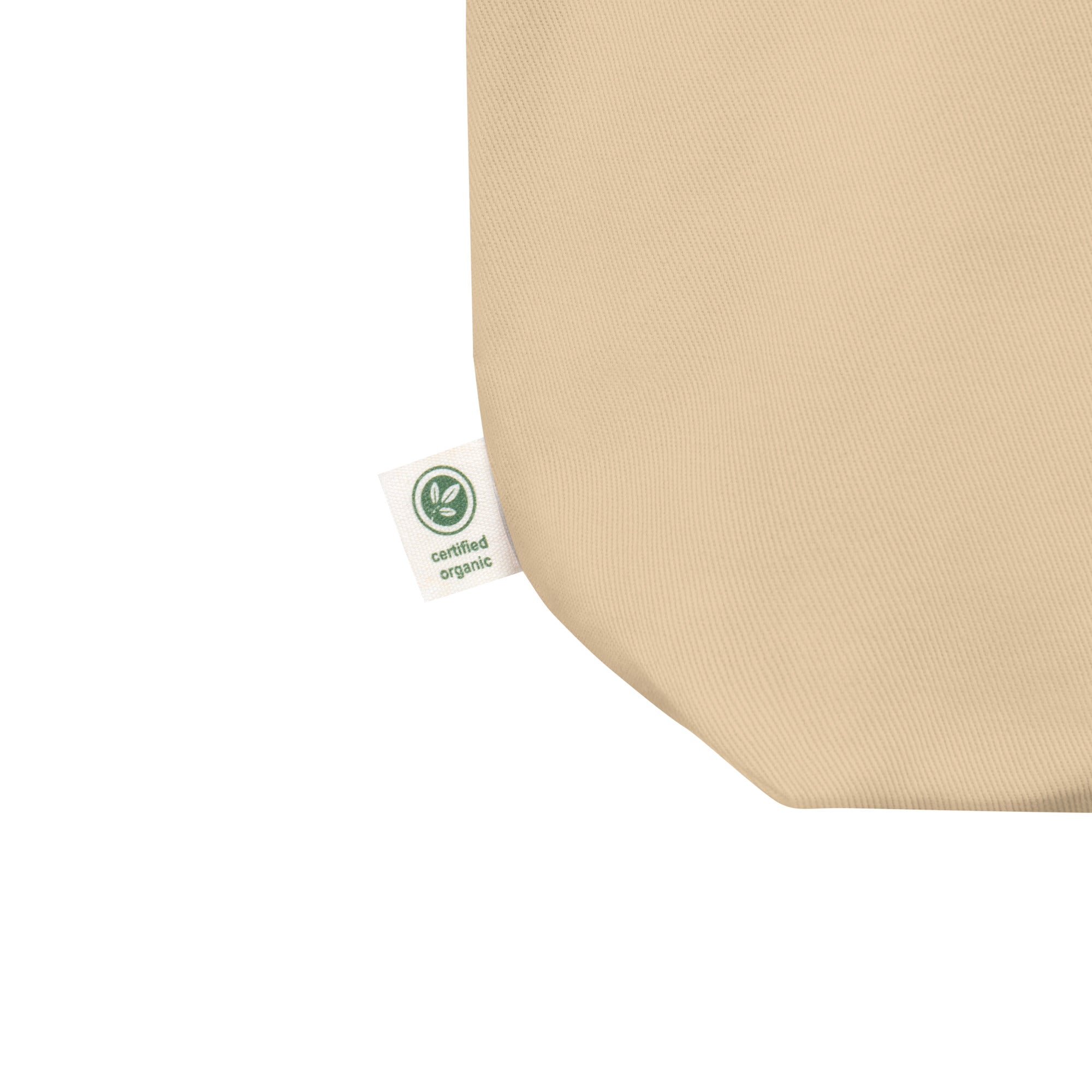 Close up of Âme Atelier embroidered tote bag in beige