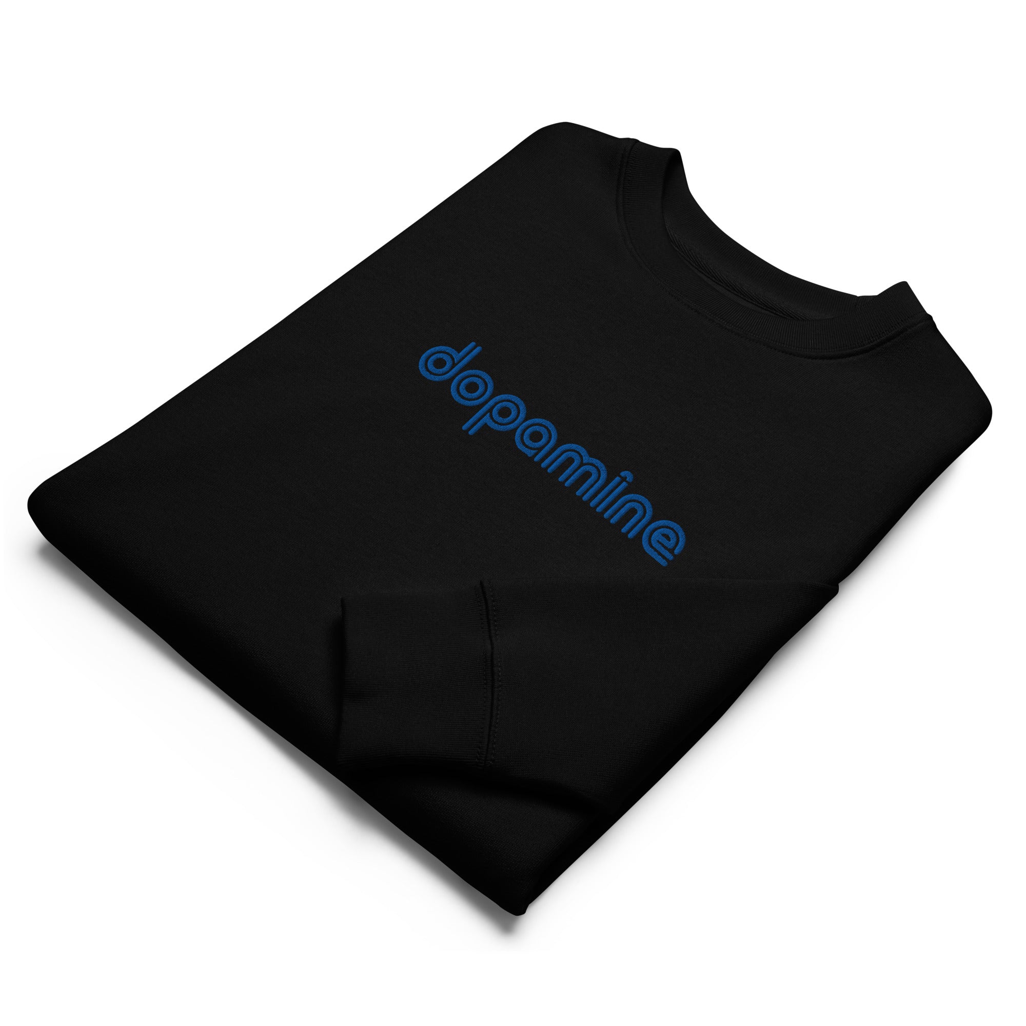 Folded view of Dopamine embroidered sweatshirt in black