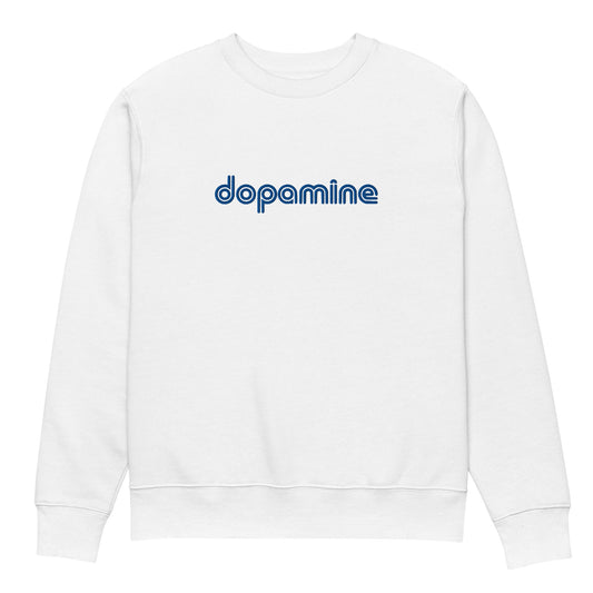 Front view of Dopamine embroidered sweatshirt in white