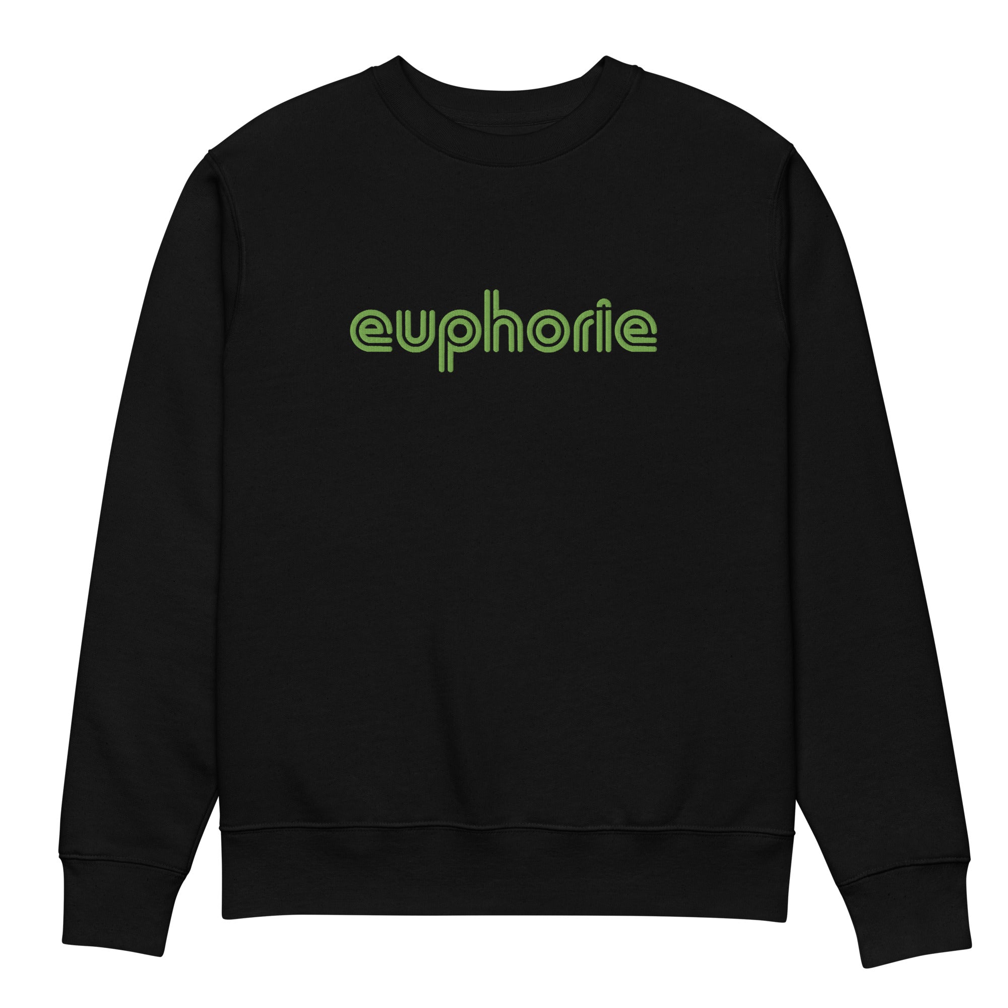 Front view of Euphorie embroidered sweatshirt in black