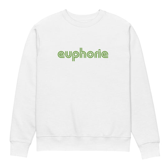 Front view of Euphorie embroidered sweatshirt in white