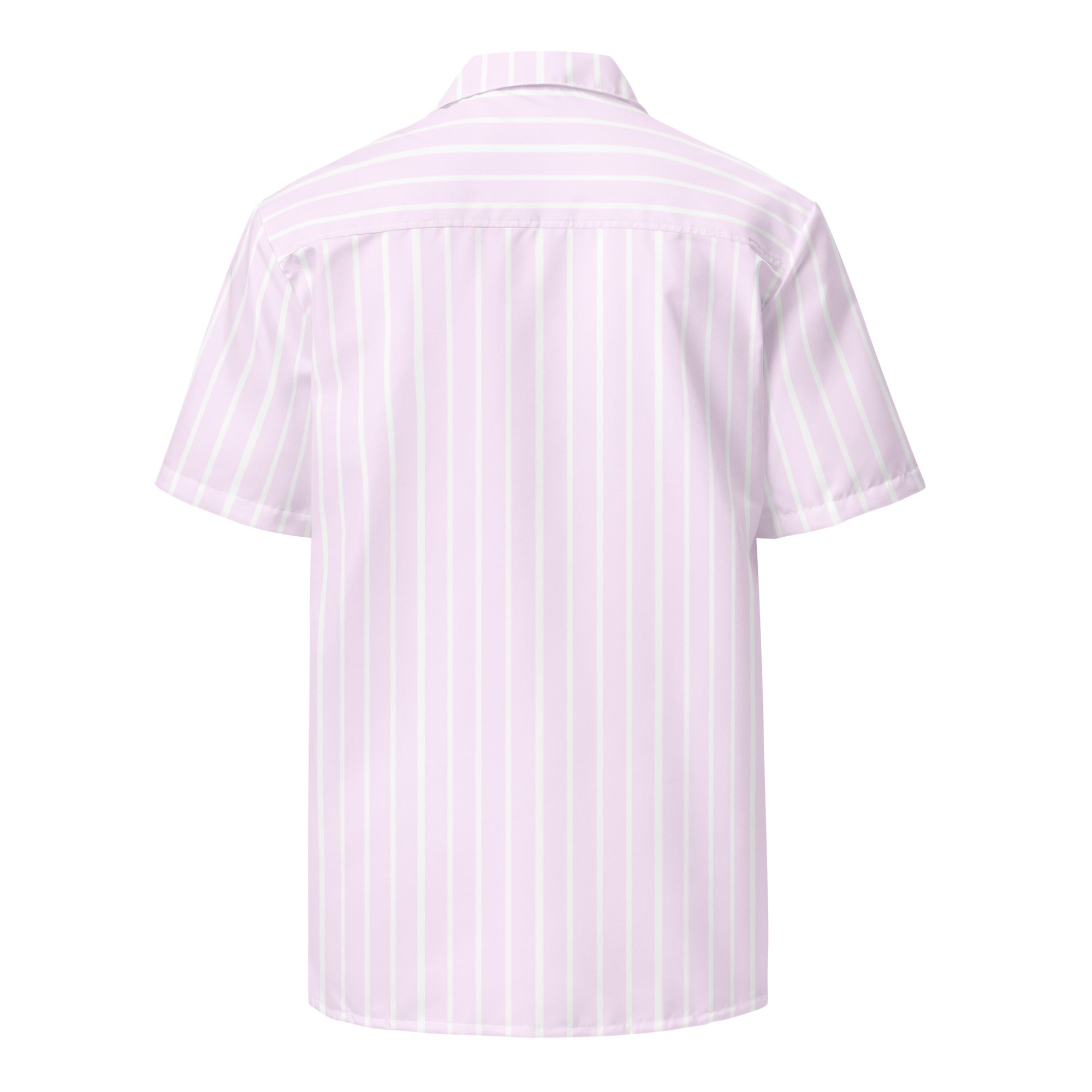 Back view of La Rayée striped shirt in powder pink