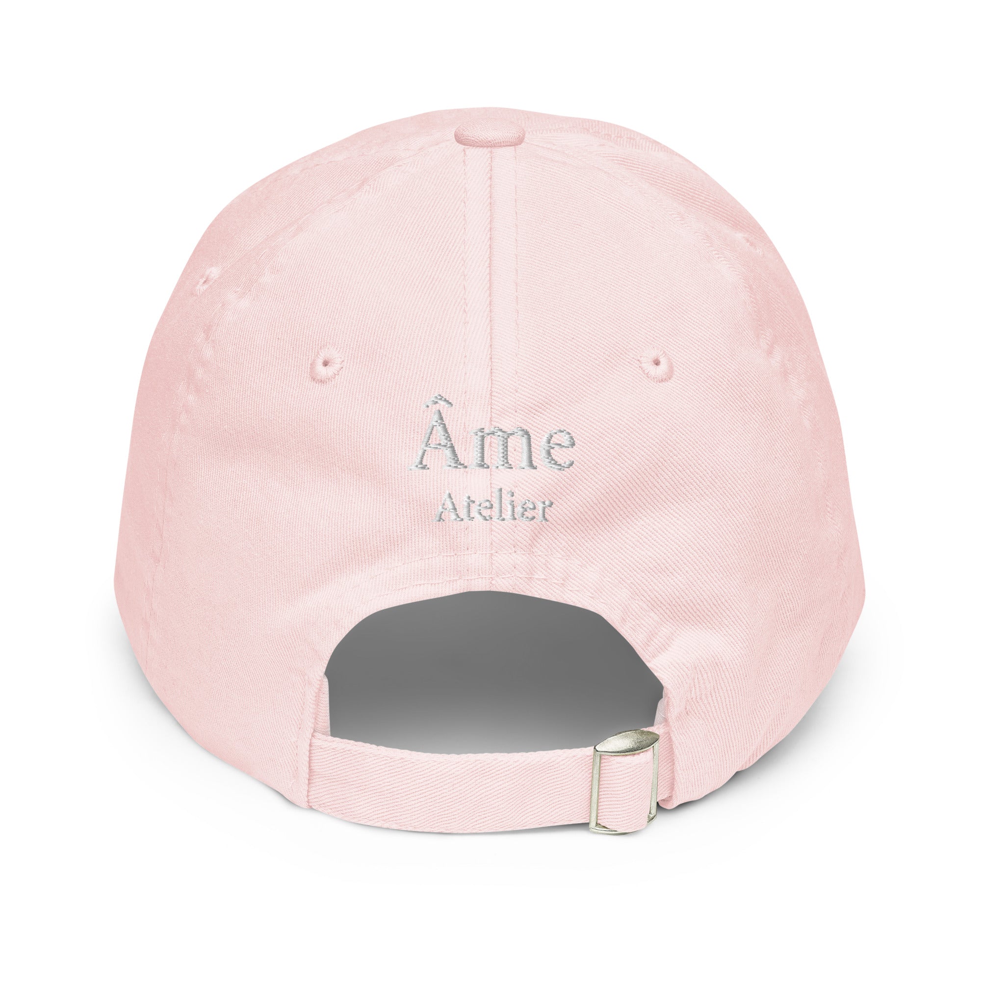 Back view of Le Â embroidered cap in powder pink