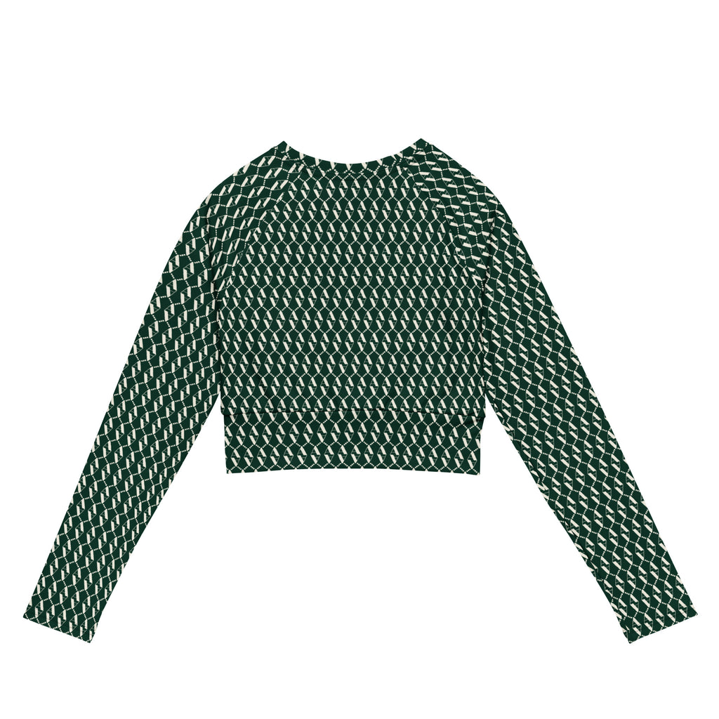 Back view of Le Monogramme recycled polyester crop top in green with iconic Â monogram printed