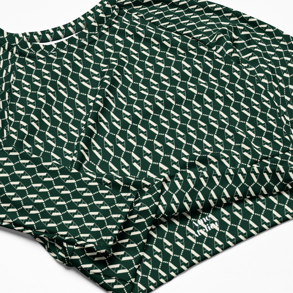 Details of Le Monogramme recycled polyester crop top in green with iconic Â monogram printed