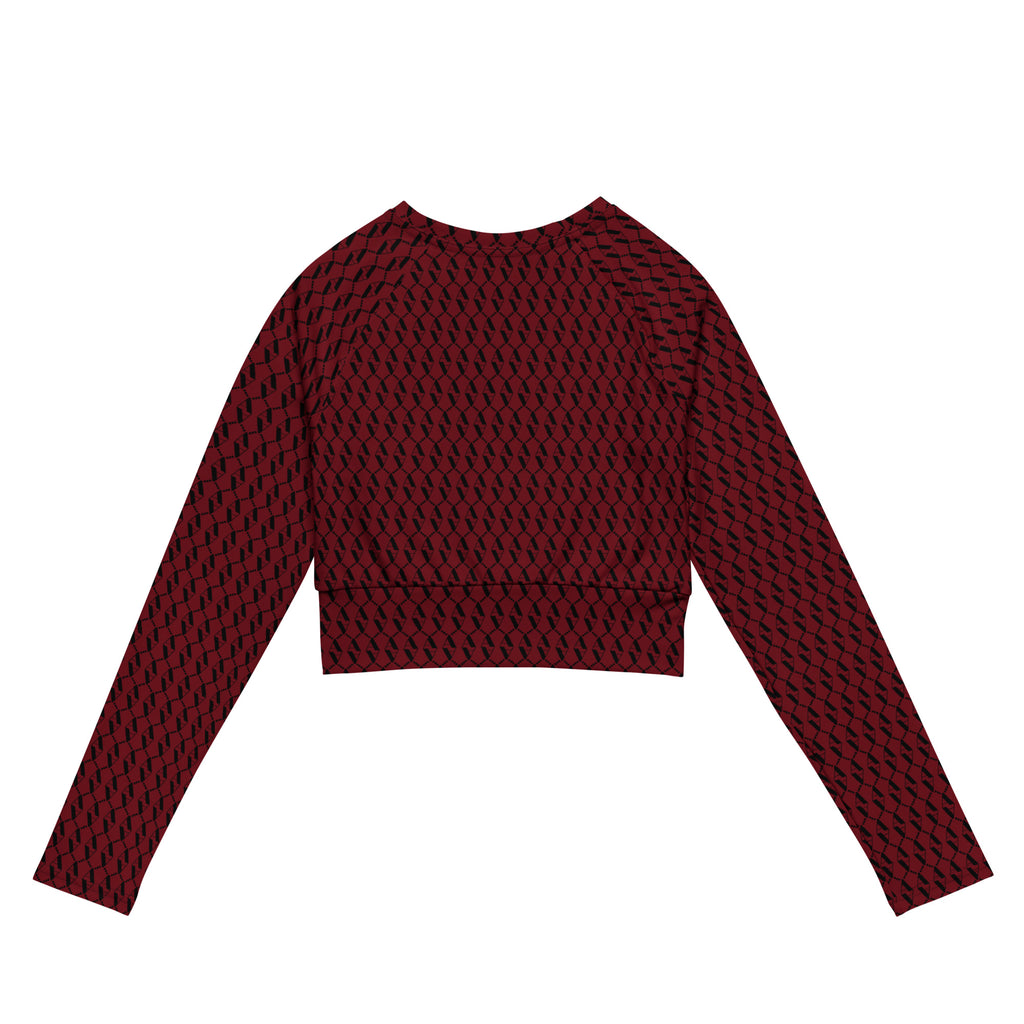 Back view of Le Monogramme recycled polyester crop top in red with iconic Â monogramme printed
