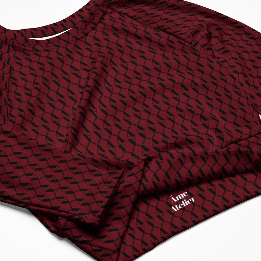 Details of Le Monogramme recycled polyester crop top in red with iconic Â monogramme printed
