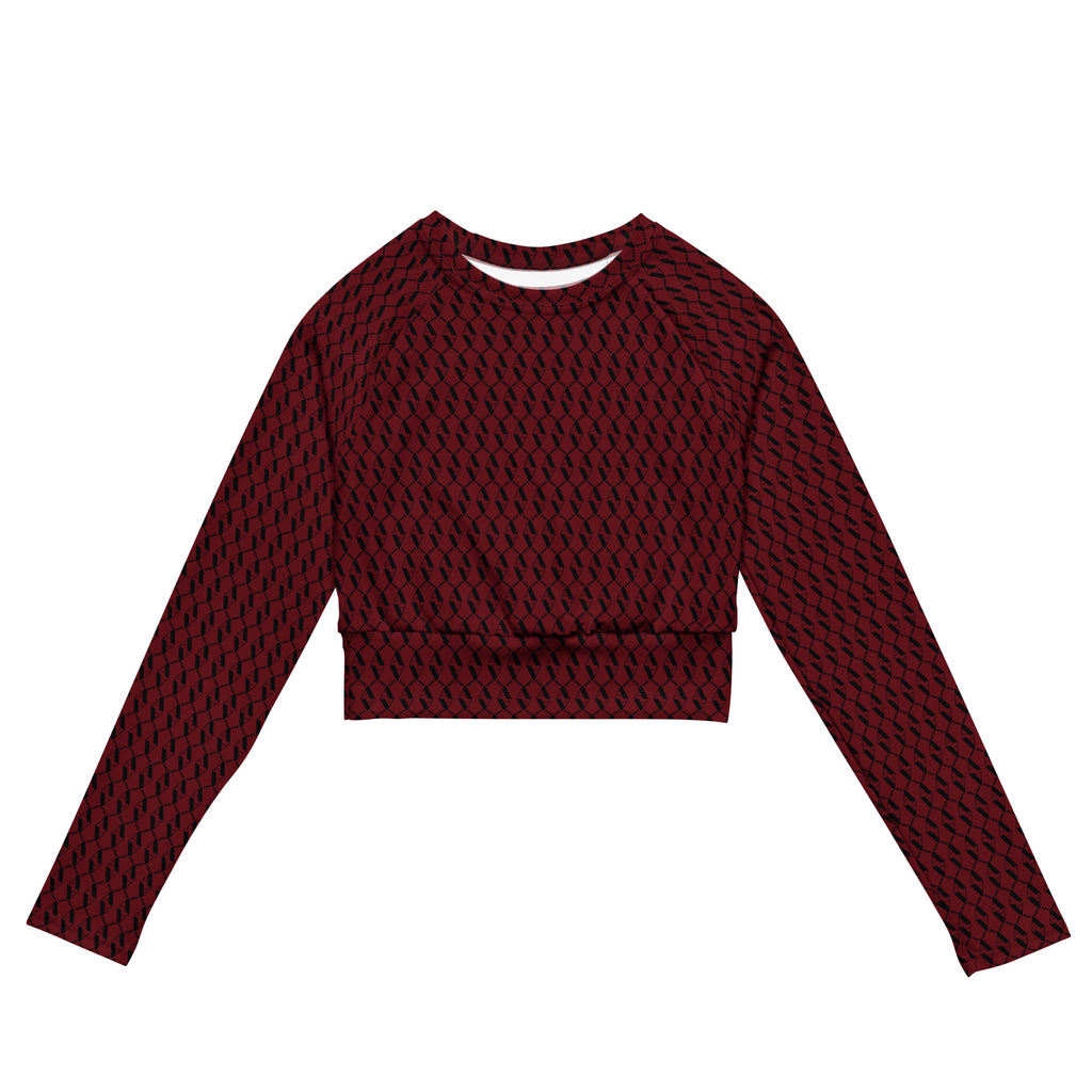Front view of Le Monogramme recycled polyester crop top in red with iconic Â monogramme printed