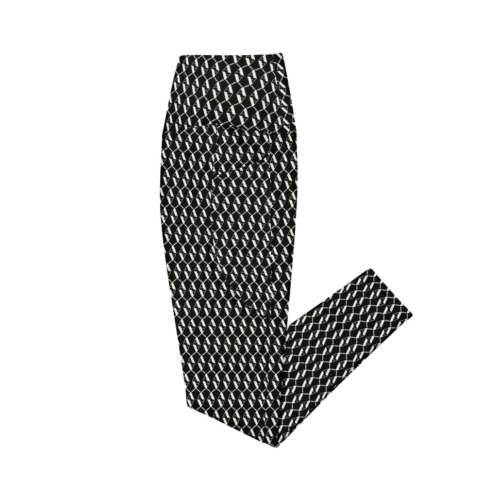 Side view of Le Monogramme recycled polyester leggings in black with iconic Â monogram printed in beige