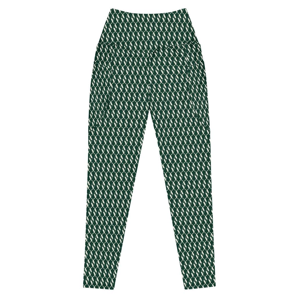 Back view of Le Monogramme recycled polyester leggings in green with iconic Â monogram printed in beige