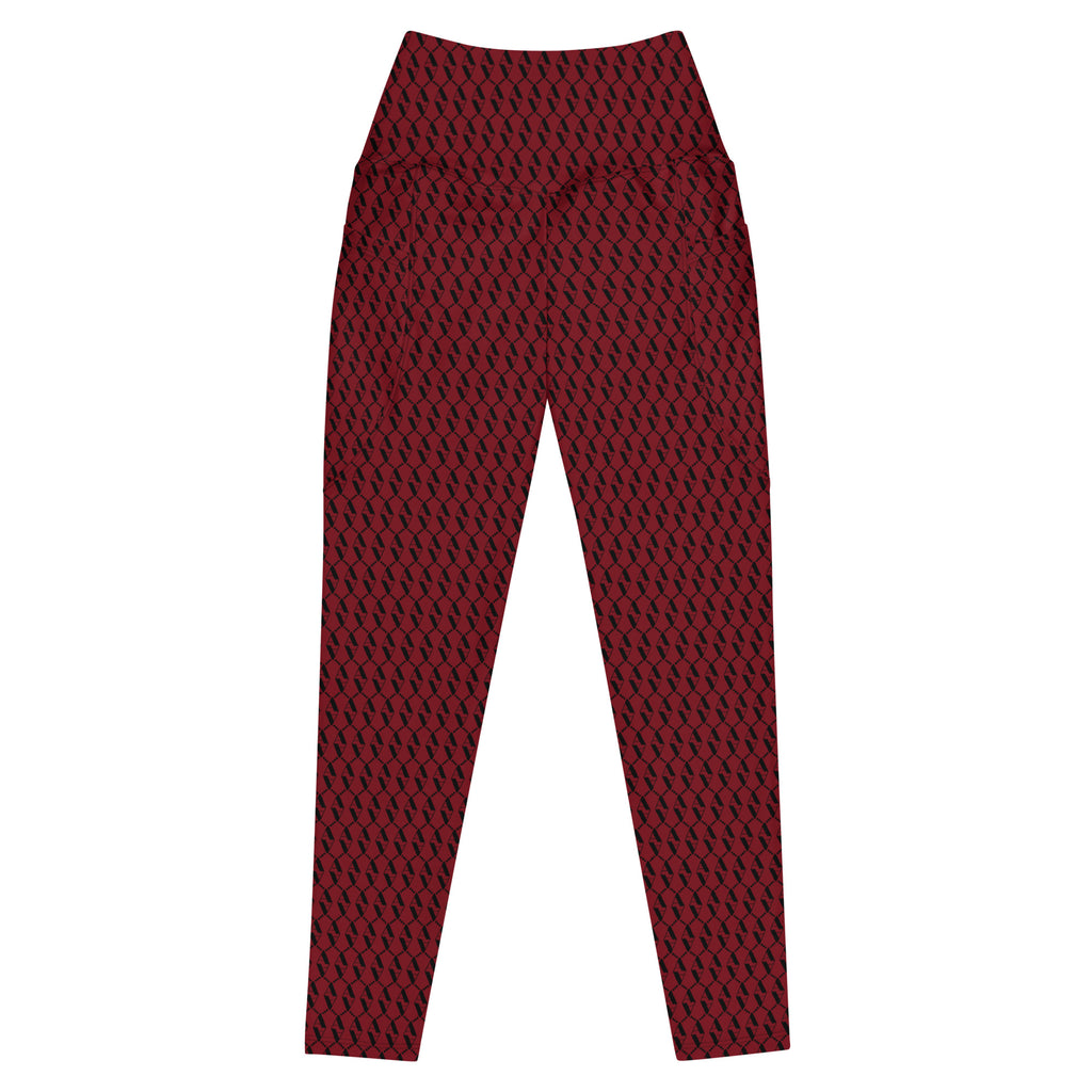 Back view of Le Monogramme recycled polyester leggings in red with iconic Â monogram printed in black