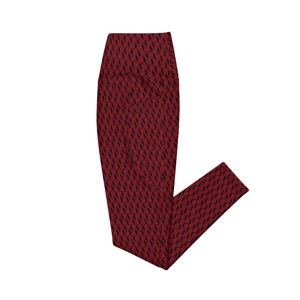 Side view of Le Monogramme recycled polyester leggings in red with iconic Â monogram printed in black