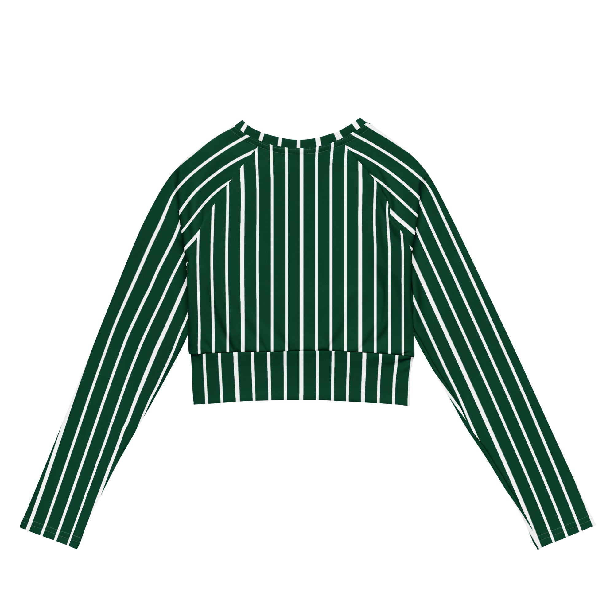 Back view of Le Rayé striped crop top in abyss green