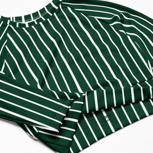 Details of Le Rayé striped crop top in abyss green