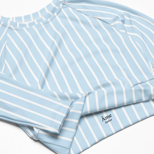 Details of Le Rayé crop top in frozen blue