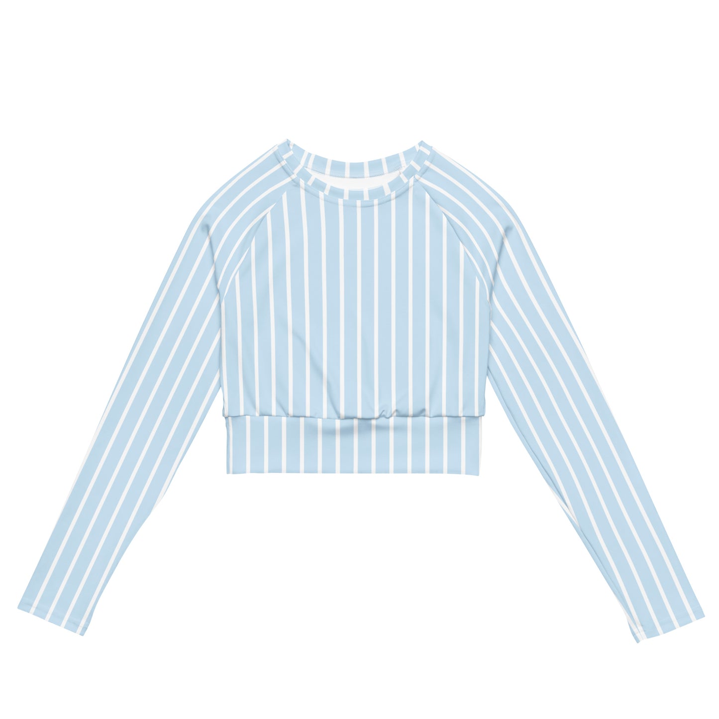 Front view of Le Rayé striped crop top in frozen blue