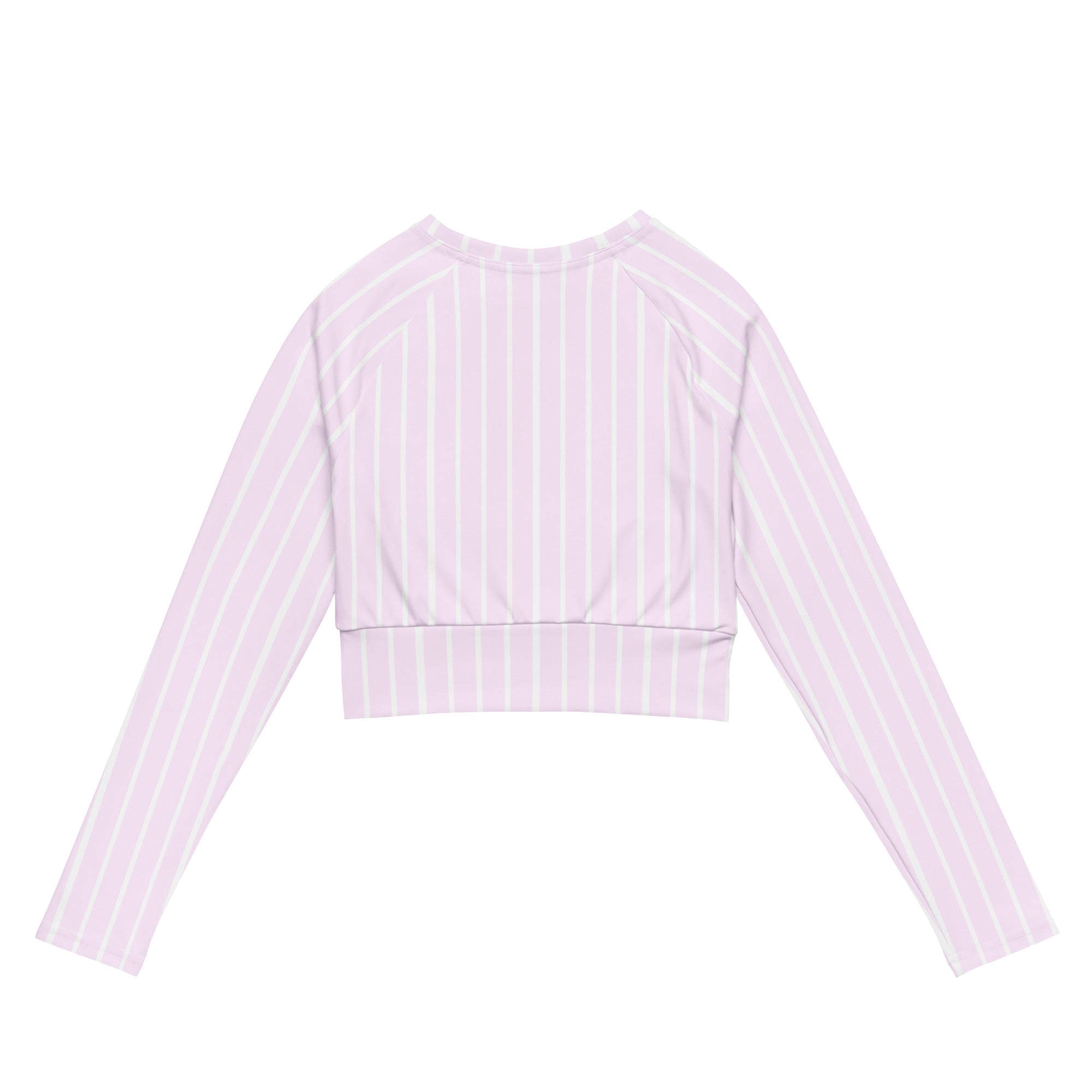 Back view of Le Rayé striped crop top in powder pink