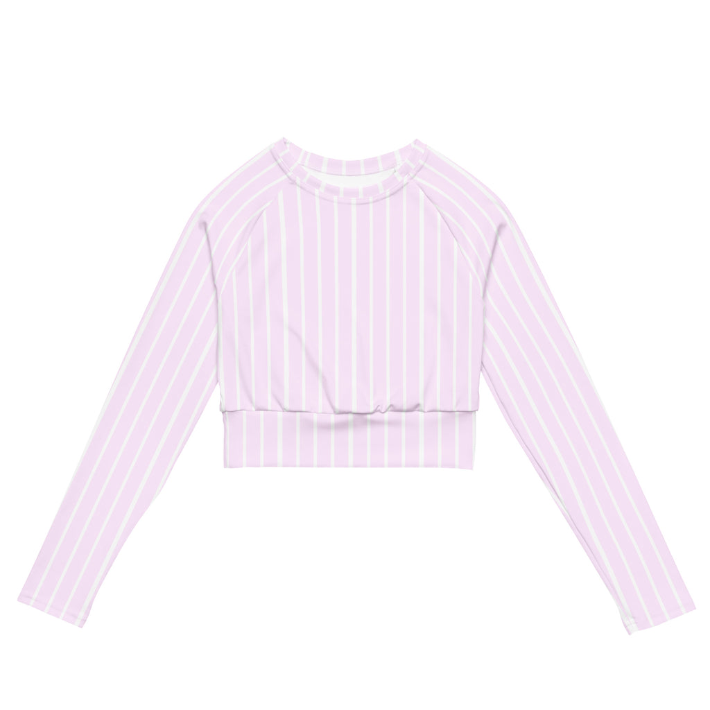 Front view of Le Rayé striped crop top in powder pink
