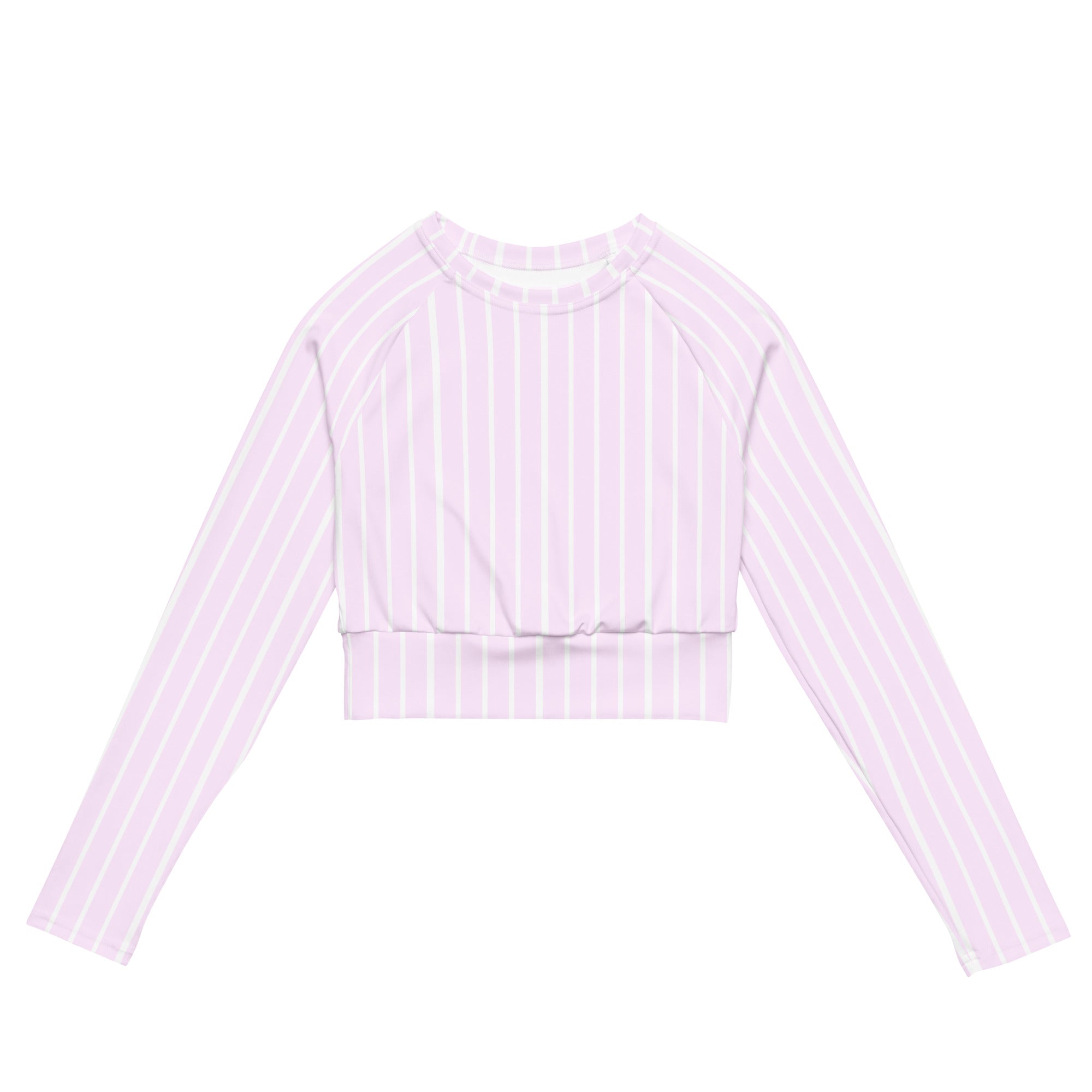 Front view of Le Rayé striped crop top in powder pink