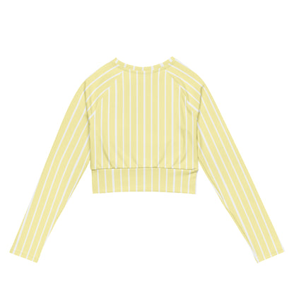 Back view of Le Rayé crop top in soft yellow