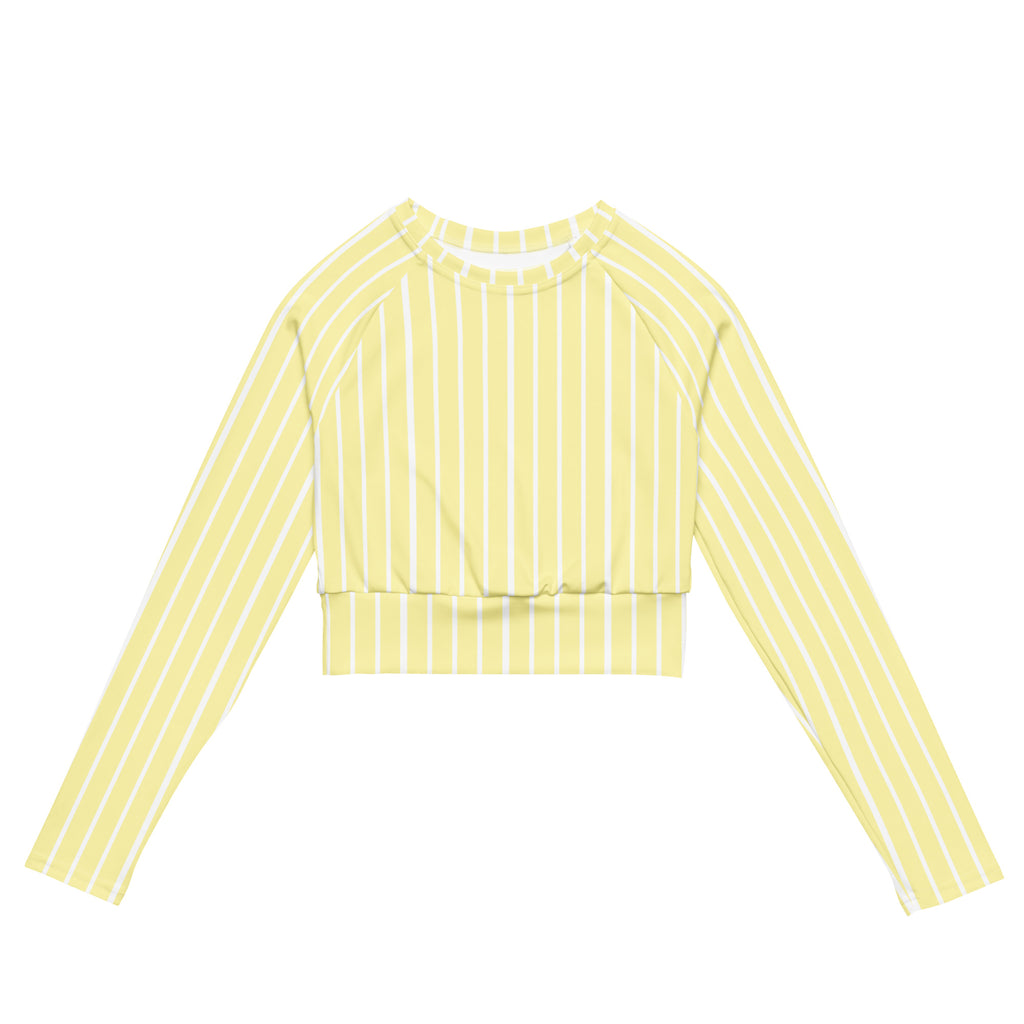 Front view of Le Rayé striped crop top in soft yellow