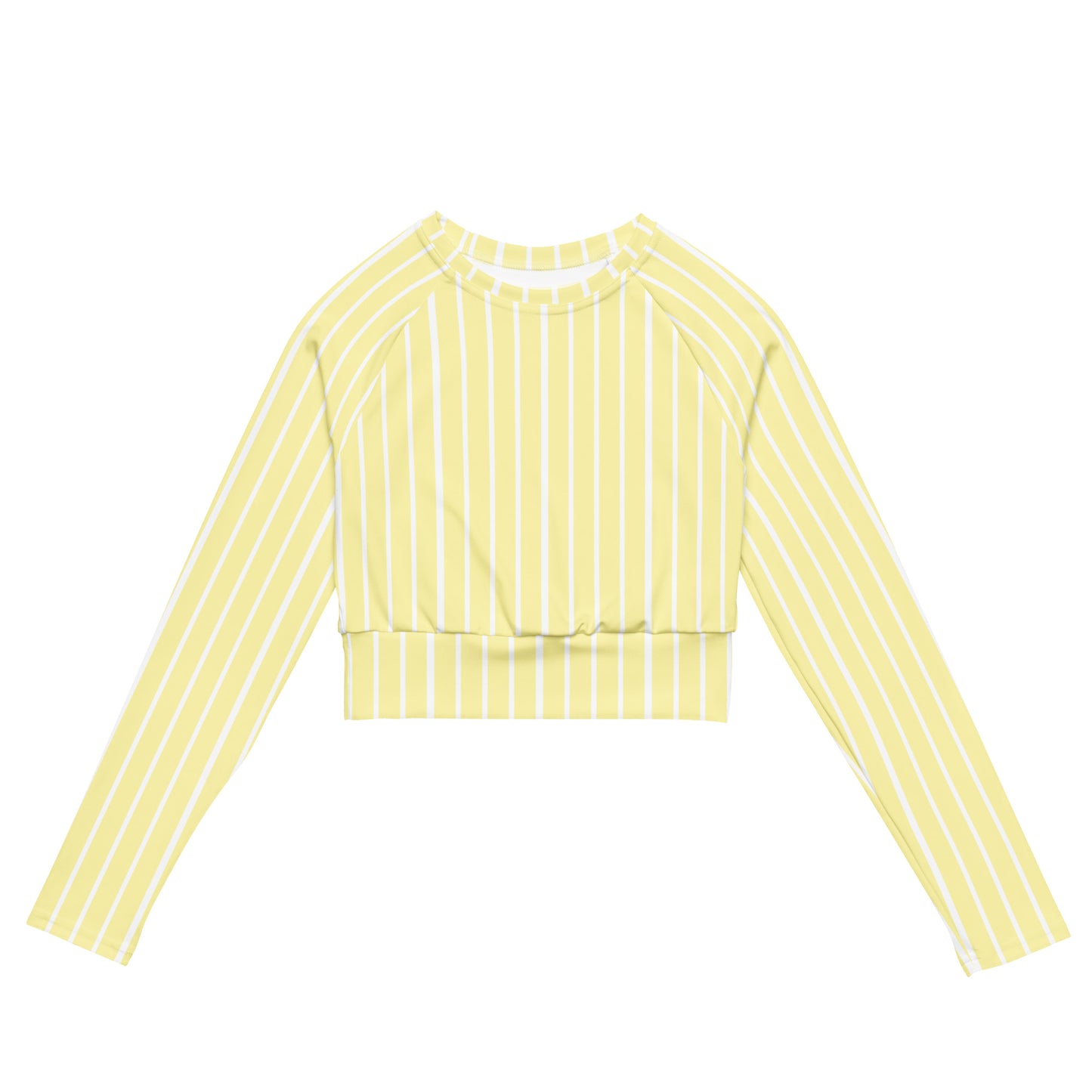 Front view of Le Rayé striped crop top in soft yellow