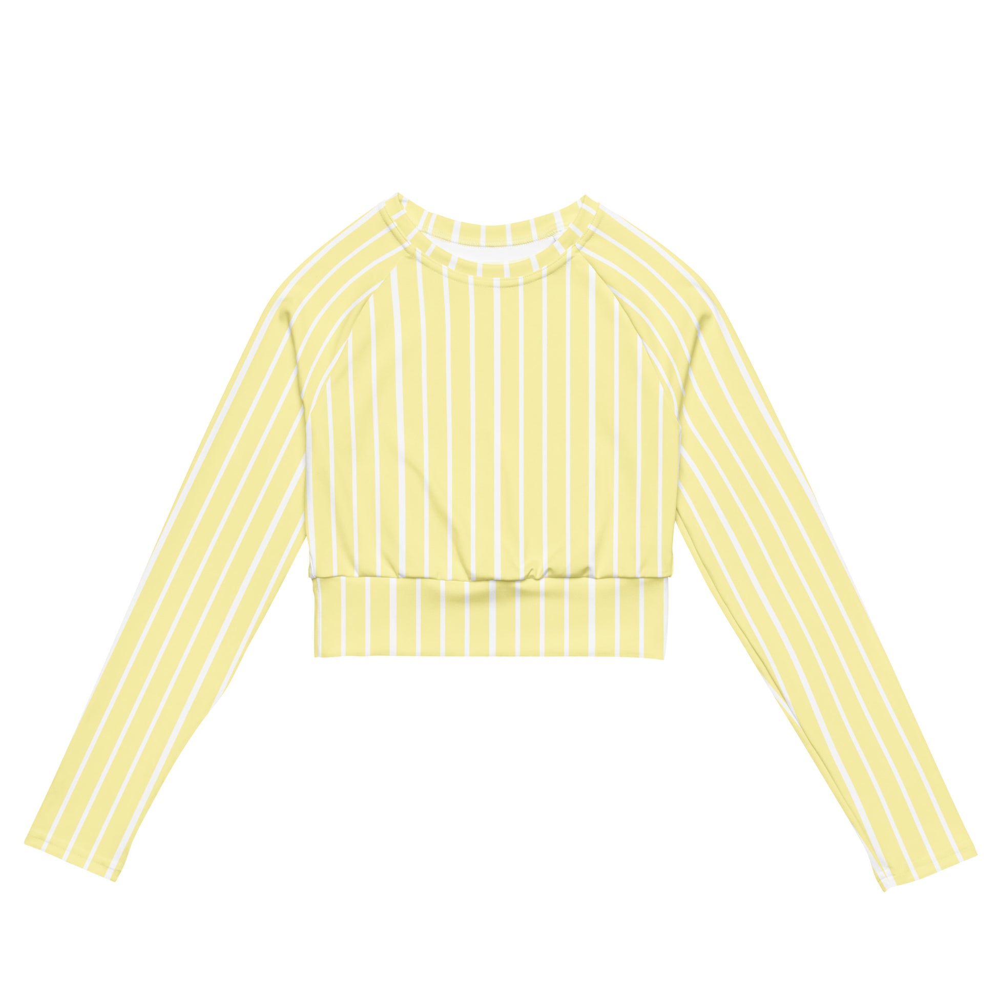 Front view of Le Rayé striped crop top in soft yellow