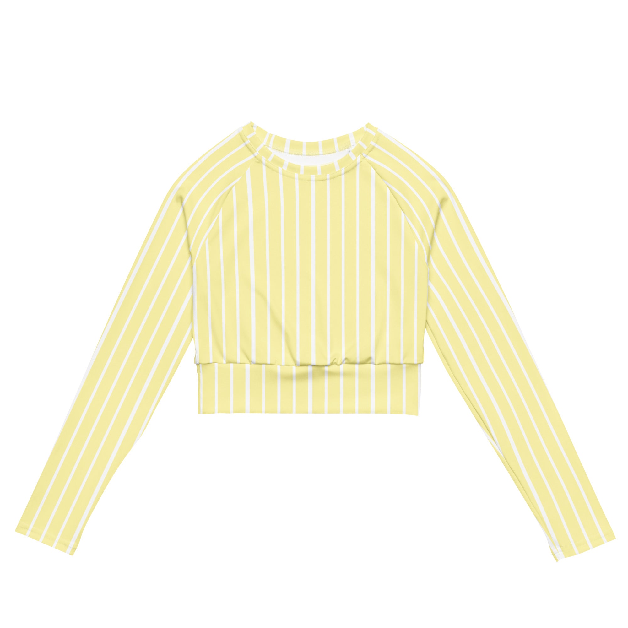 Front view of Le Rayé striped crop top in soft yellow