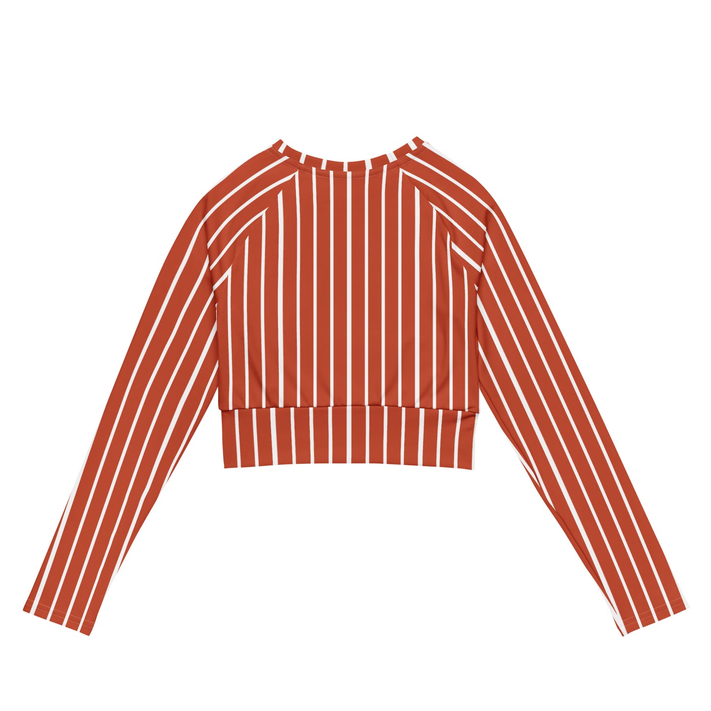 Back view of Le Rayé striped crop top in terracotta