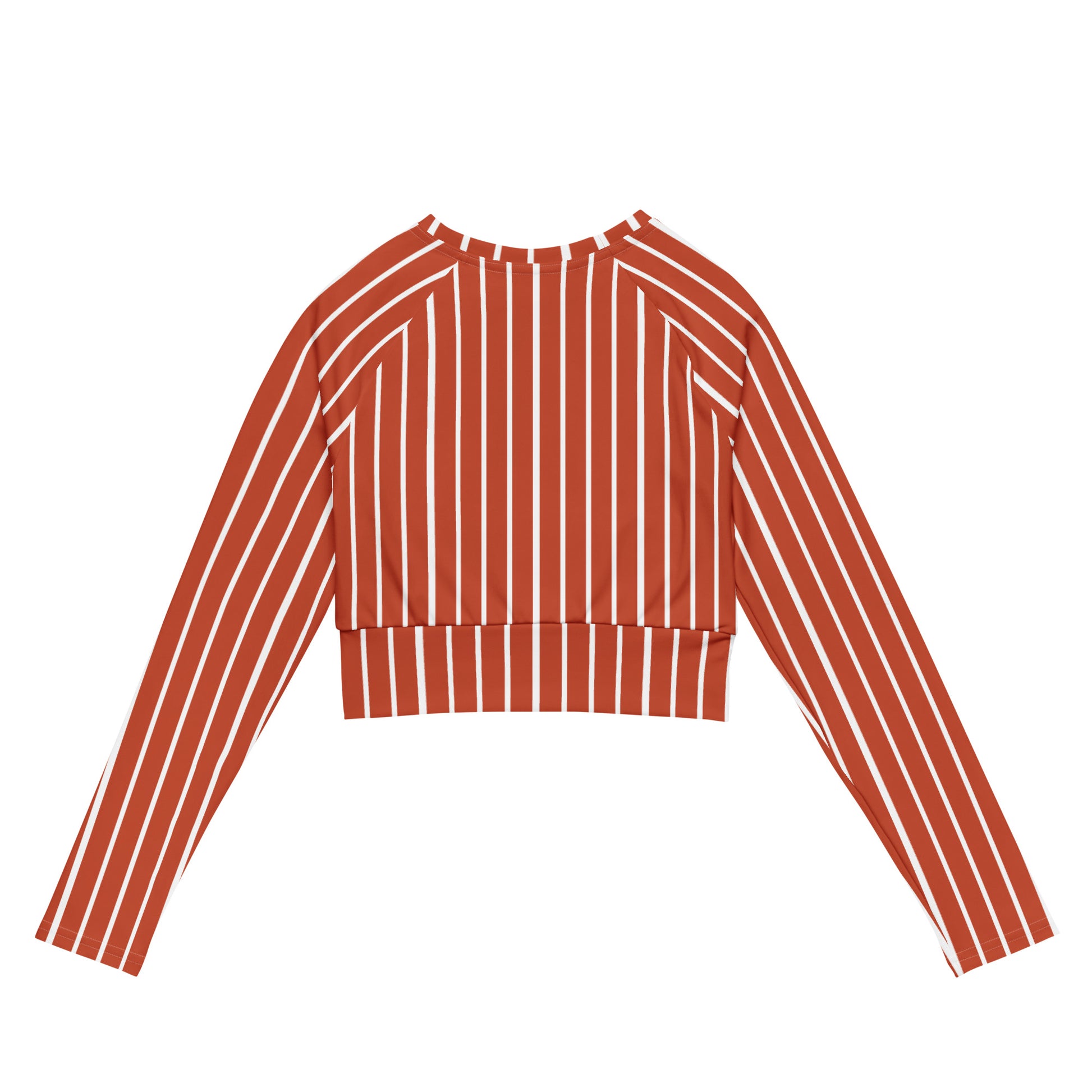 Back view of Le Rayé striped crop top in terracotta