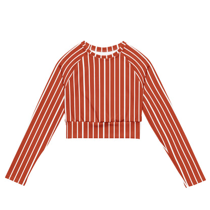 Front view of Le Rayé striped crop top in terracotta