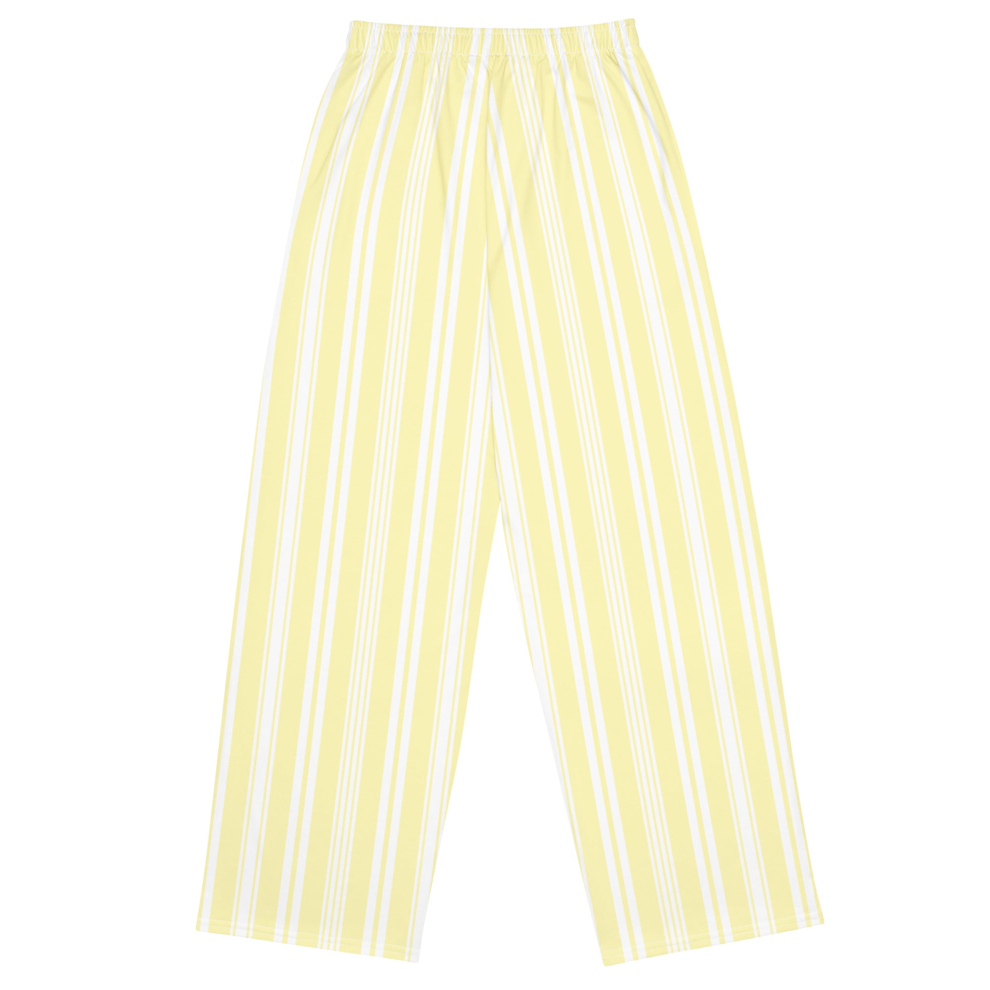 Back view of Le Rayé striped light trousers in butter yellow