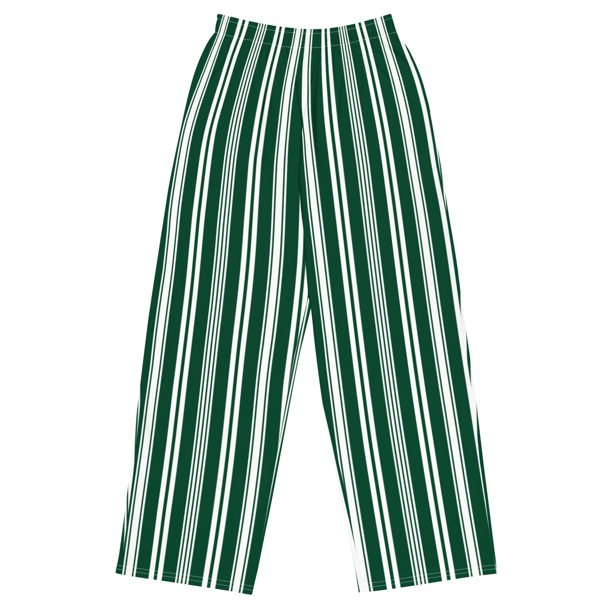 Front view of Le Rayé striped light trousers in abyss green