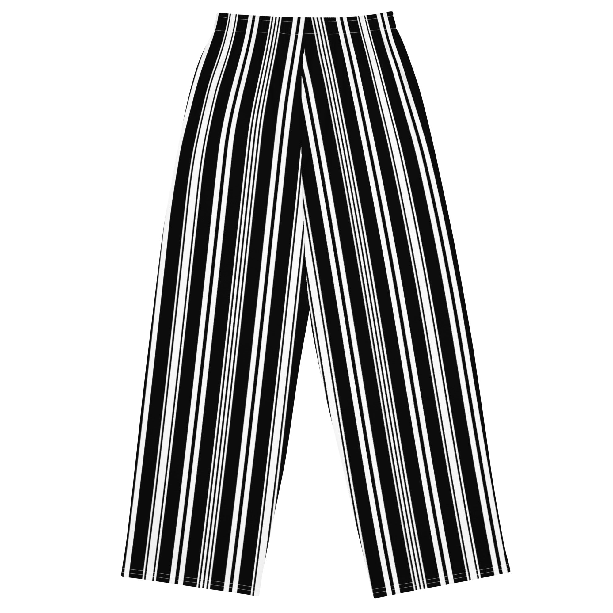 Back view of Le Rayé light striped trousers in black