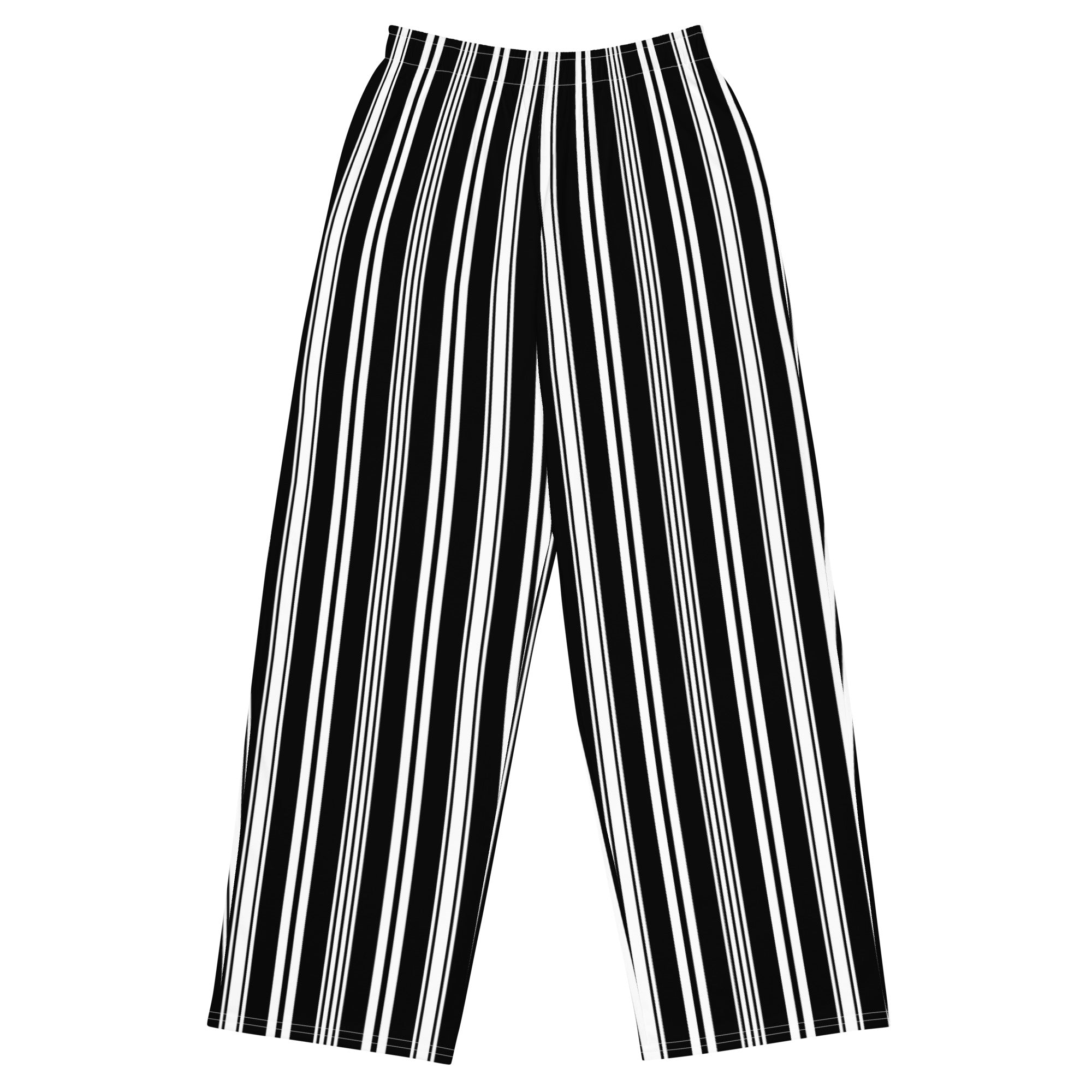 Front view of Le Rayé striped light trousers in black