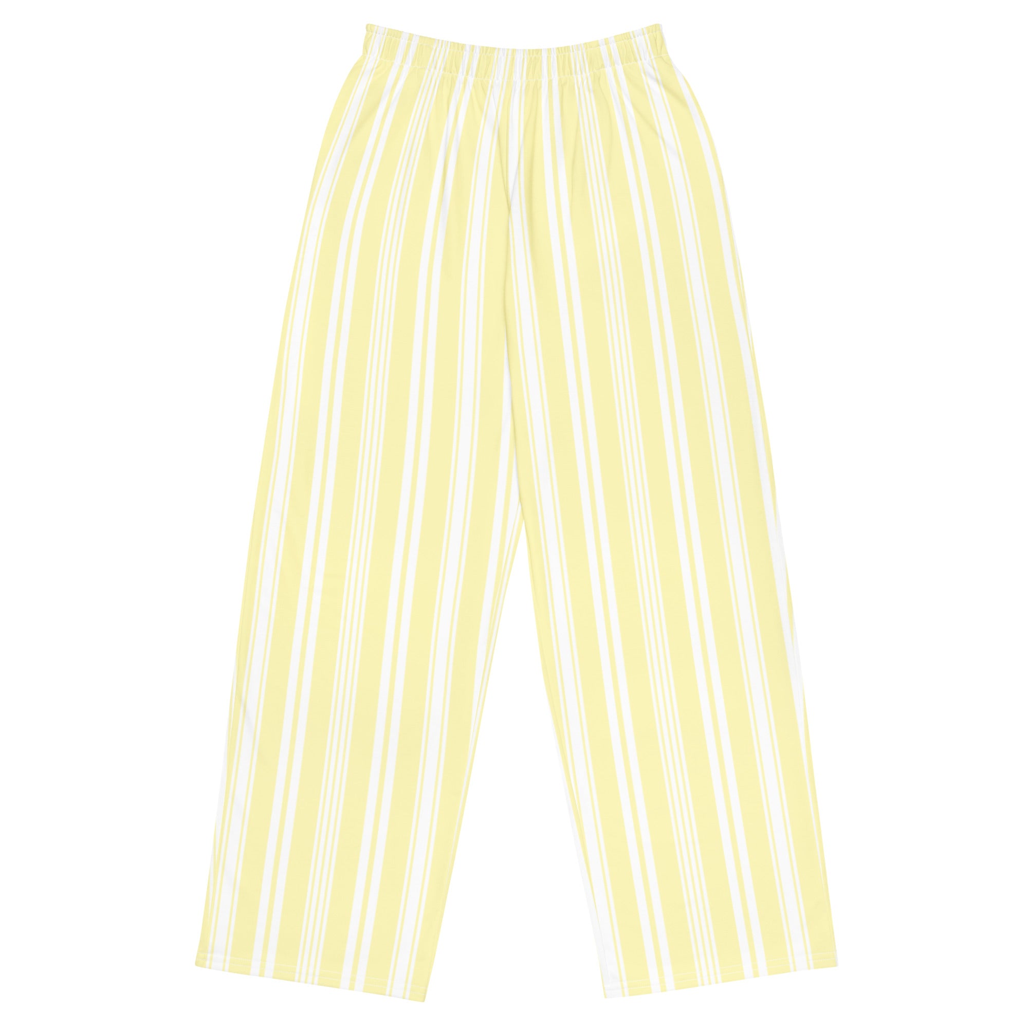 Front view of Le Rayé striped light trousers in butter yellow